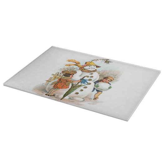 Vintage Kerstdorp Snowman Snijplank (Hoek)