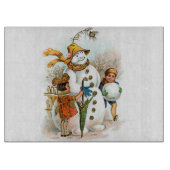 Vintage Kerstdorp Snowman Snijplank (Voorkant)