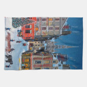 Vintage kerstdorp theedoek (Horizontaal)