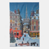 Vintage kerstdorp theedoek (Verticaal)