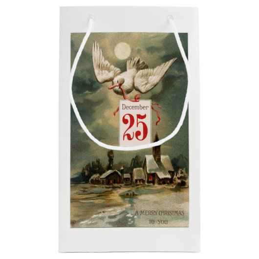 Vintage kerstdove klein cadeauzakje (Achterkant)