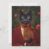Vintage kerstdrukte Kat-platte briefkaart (Voorkant)
