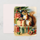 Vintage kersteekhoorn feestdagenkaart (Voorkant / Achterkant)