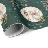 Vintage kersteekhoorn, Snowflakes Cadeaupapier (Rol Hoek)