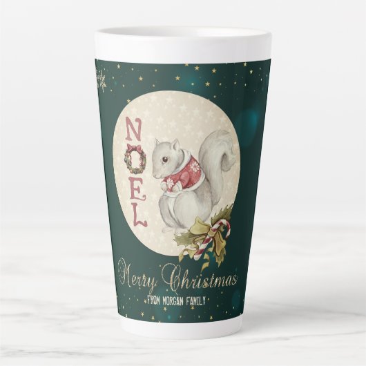 Vintage kersteekhoorn, Snowflakes Latte Mok (Voorkant)