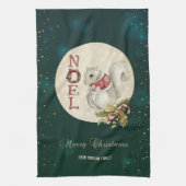 Vintage kersteekhoorn, Snowflakes Theedoek (Verticaal)