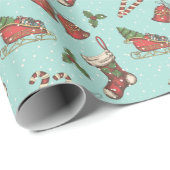 Vintage kerstelementen cadeaupapier (Rol Hoek)