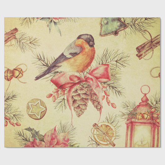 Vintage kerstelementen — Verpakkingspapier Cadeaupapier (Vlak)