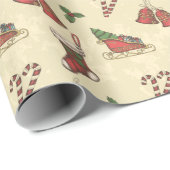 Vintage kerstelementen — Verpakkingspapier Cadeaupapier (Rol Hoek)