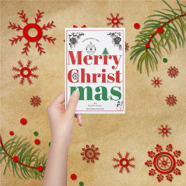 Vintage kerstelementen vetgedrukte typografie feestdagenkaart