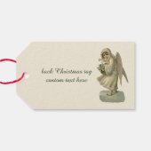 Vintage kerstengel-bloemen, Victoriaans Die Cut Cadeaulabel (Achterkant Horizontaal)