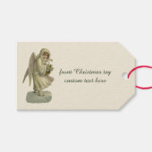 Vintage kerstengel-bloemen, Victoriaans Die Cut Cadeaulabel (Voorkant (Horizontaal))