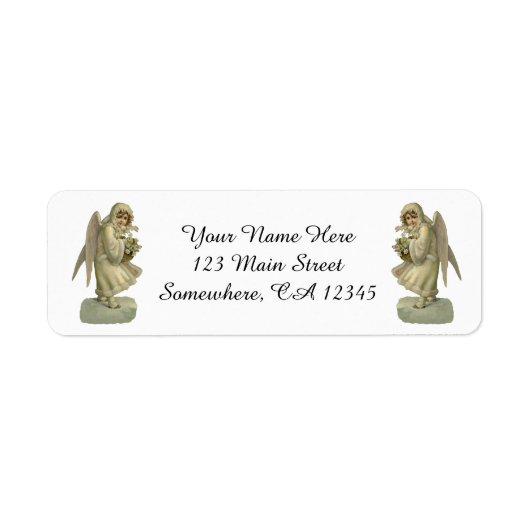 Vintage kerstengel-bloemen, Victoriaans Die Cut Etiket (Voorkant)