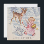 Vintage kerstengel Deer en Bunny Feestdagenkaart<br><div class="desc">Vintage kerstengel Deer en Bunny Holiday Card.</div>