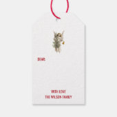 Vintage-kerstengel en -boomvakantie cadeaulabel (Achterkant)