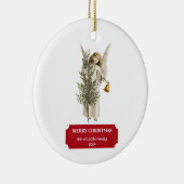 Vintage-kerstengel en -boomvakantie keramisch ornament (Rechts)