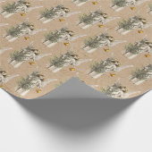 Vintage-kerstengel en -boomvakantie Kraft Cadeaupapier (Hoek)