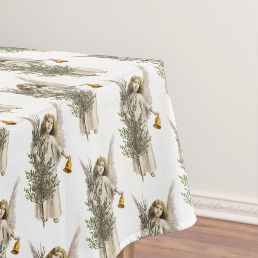 Vintage-kerstengel en -boomvakantie tafelkleed (Voorbeeld)