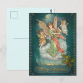 Vintage-kerstengel en Cherubs Briefkaart (Voorkant / Achterkant)