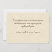 Vintage kerstengel in Gold Holly Lijst Feestdagenkaart (Achterkant)