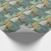 Vintage-kerstengel met Deer Cadeaupapier (Hoek)