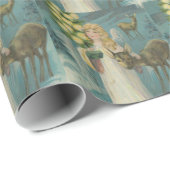Vintage-kerstengel met Deer Cadeaupapier (Rol Hoek)