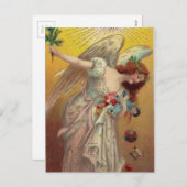 Vintage-kerstengel met Doll Feestdagenkaart (Voorkant / Achterkant)