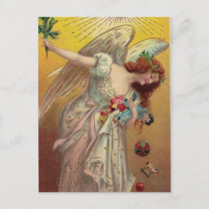 Vintage-kerstengel met Doll Feestdagenkaart