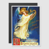 Vintage-kerstengel met Harp-feestkaart (Voorkant / Achterkant)