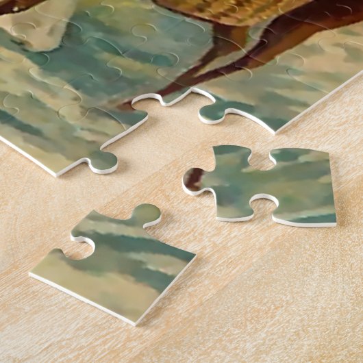 Vintage kerstengel met herten legpuzzel (Zijkant)