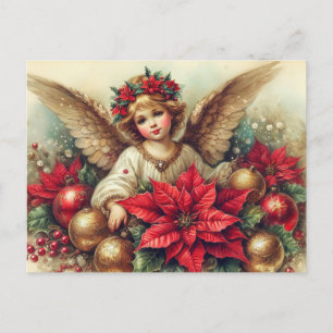 Vintage kerstengel met Ornamenten Feestdagenkaart