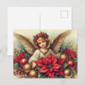 Vintage kerstengel met Ornamenten Feestdagenkaart (Voorkant / Achterkant)