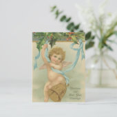Vintage-kerstengel uit Holly Feestdagenkaart (Staand voorkant)
