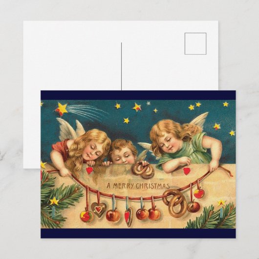 Vintage-kerstengelen Briefkaart (Voorkant / Achterkant)