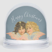 VINTAGE KERSTENGELEN EN SNEEUWVLOK SNEEUWBOL (Voorkant)