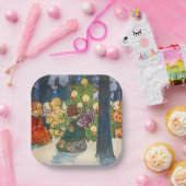 Vintage kerstengelengel art Holiday Papieren Bordje (Feest)