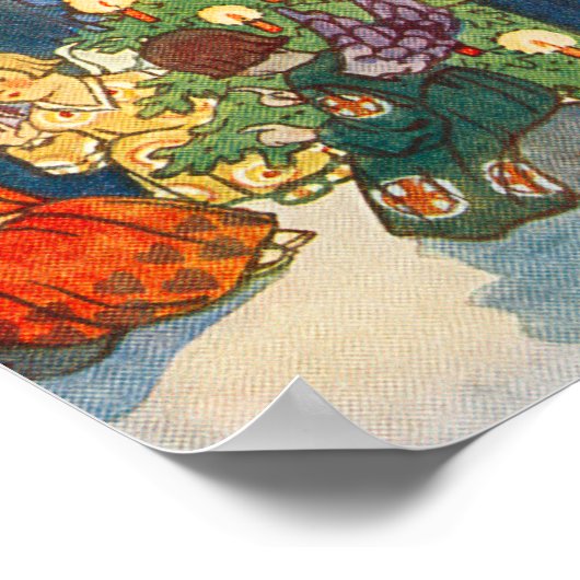 Vintage kerstengelengel art Holiday Poster (Hoek)