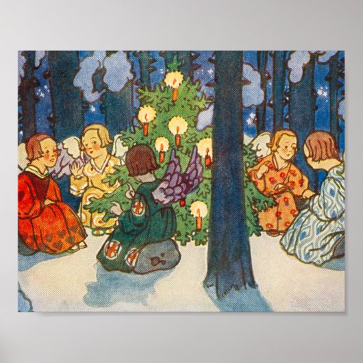 Vintage kerstengelengel art Holiday Poster (Voorkant)