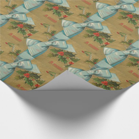 Vintage kerstenvelop met lint cadeaupapier (Hoek)