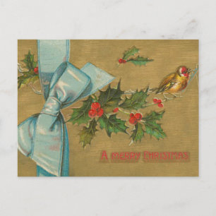 Vintage kerstenvelop met lint feestdagenkaart