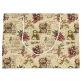 Vintage kerstephemera, Holly & tekst Groot Cadeauzakje (Voorkant)