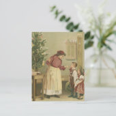 Vintage-kerstfamilie Feestdagenkaart (Staand voorkant)