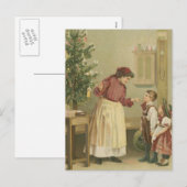 Vintage-kerstfamilie Feestdagenkaart (Voorkant / Achterkant)