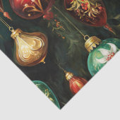 Vintage Kerstfantasie Bloemen Ornamenten Patroon Tissuepapier (Detail)