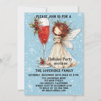 Vintage Kerstfee Blauw Winterfeest Kaart