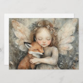 Vintage Kerstfee met Fox Whimsical Winter Feestdagenkaart (Voorkant / Achterkant)