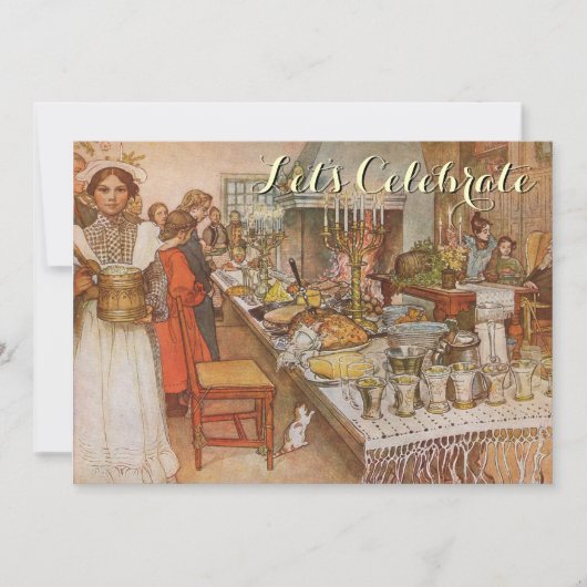 Vintage kerstfeest Carl Larsson Kaart