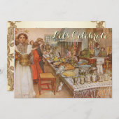 Vintage kerstfeest Carl Larsson Kaart (Voorkant / Achterkant)