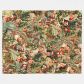 Vintage kerstfeest Fleece Blanket (Voorkant (Horizontaal))