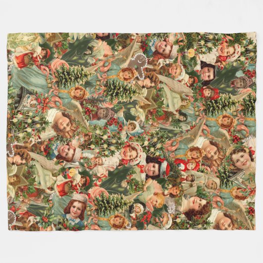Vintage kerstfeest Fleece Blanket (Voorkant (Horizontaal))
